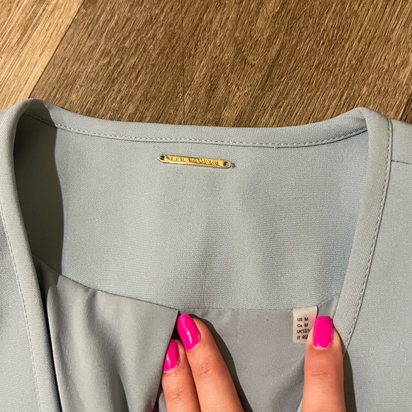 Elie Tahari Light Blue V-Neck Button Jacket - Picture 5 of 5